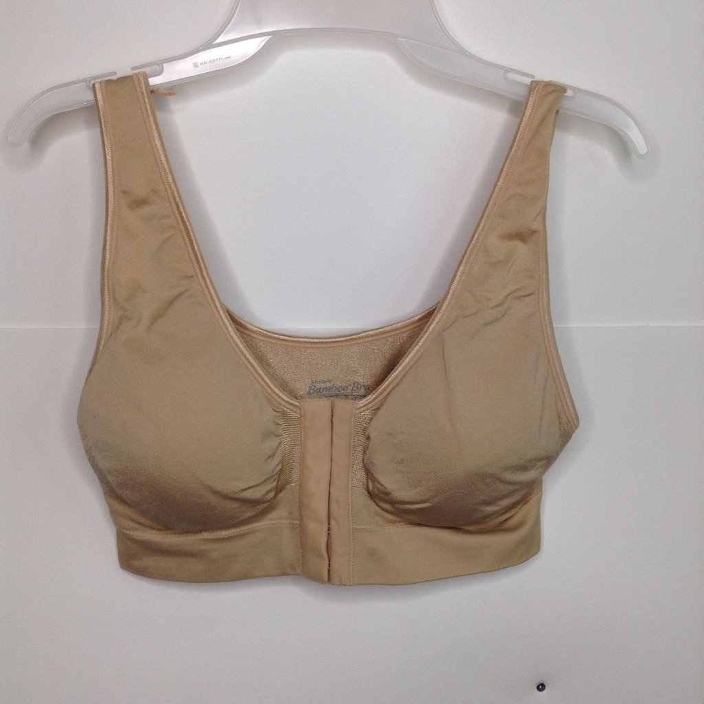 Miracle Bamboo Bra Women Plus Size 2xl Tan Front Closure Wireless Full Coverage
